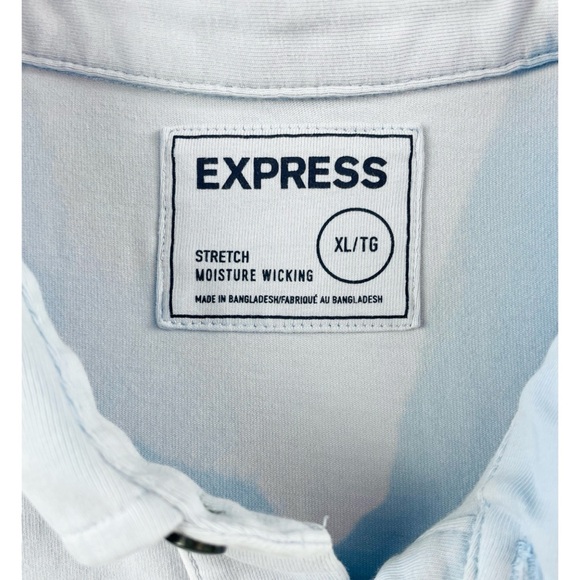 EXPRESS • Blue/White Short Sleeve Stretch Polo Tee - Picture 10 of 15